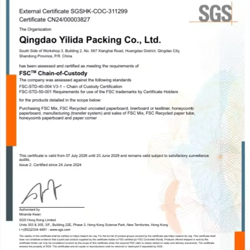 Qingdao Yilida Packaging specialem disciplinam in FSC Supple gessit et Postulatio Catenae Ratio Management.